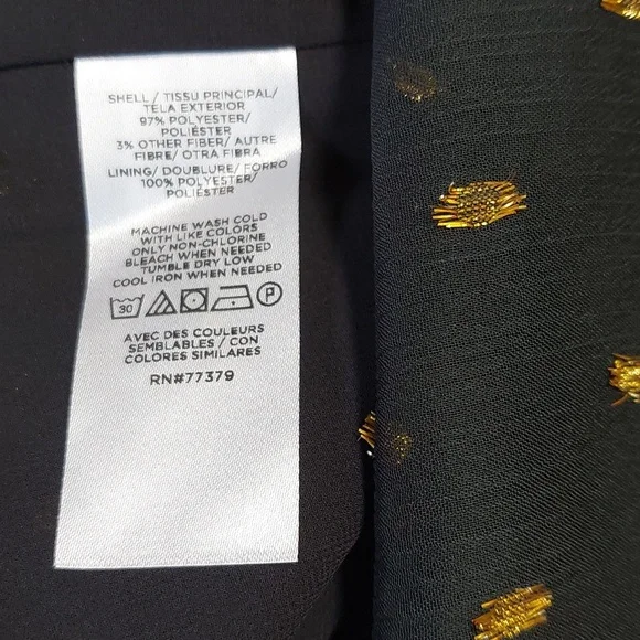 NWT Ann Taylor Black Ruffled Top with Gold Clip Dots, Size S - Picture 7 of 9